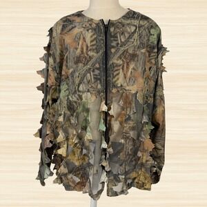 Underbrush 3D Leafy Camo Ghillie Suit Jacket Vintage Hunting Mesh Full Zip
